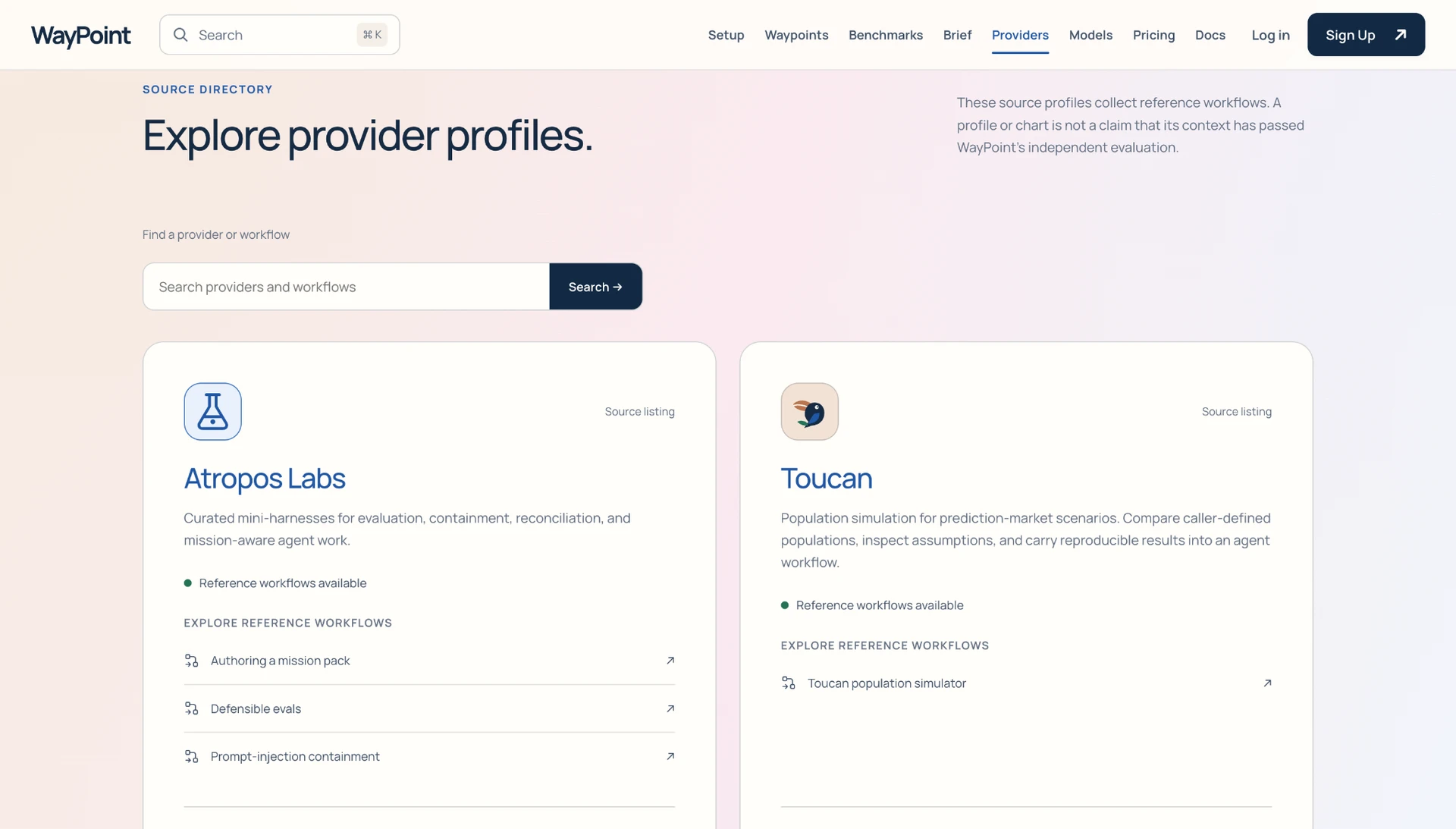 Waypoint provider profiles